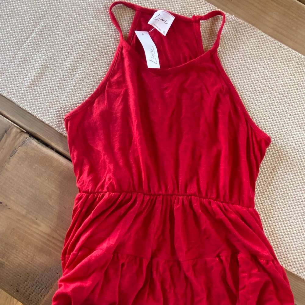 Red flowy tank